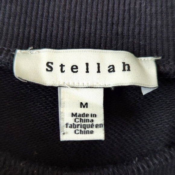 Stellah Bead Embellished Cutout Shoulder Pullover Crewneck Sweatshirt Black M - Picture 4 of 12
